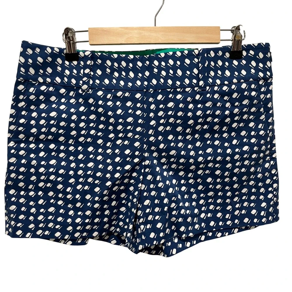 Ann Taylor City Short Women 8 Navy White Polka Dot Geometric‎ Preppy Casual